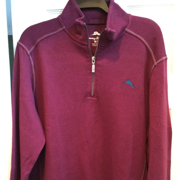 Men's Tommy Bahama l/s 1/4 zip Grape Wine Med  NWT - Picture 1 of 6